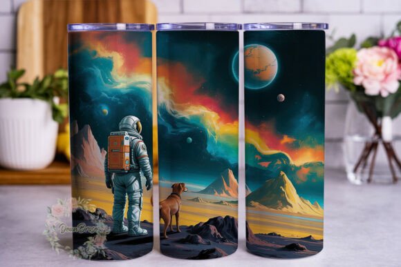 Astronaut Dog Space Scene 20oz Wrap
