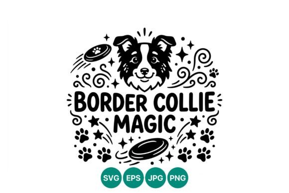 Border Collie Magic Dog Face Vector