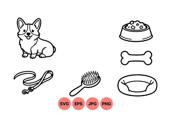 Cute Corgi Dog Outline Clipart