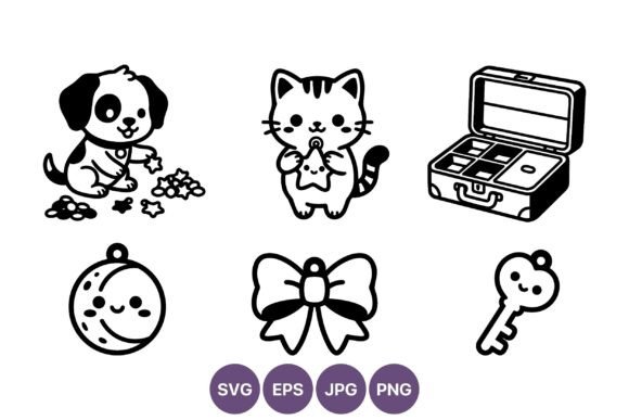 Cute Dog Cat Baby Toy Vector Icons