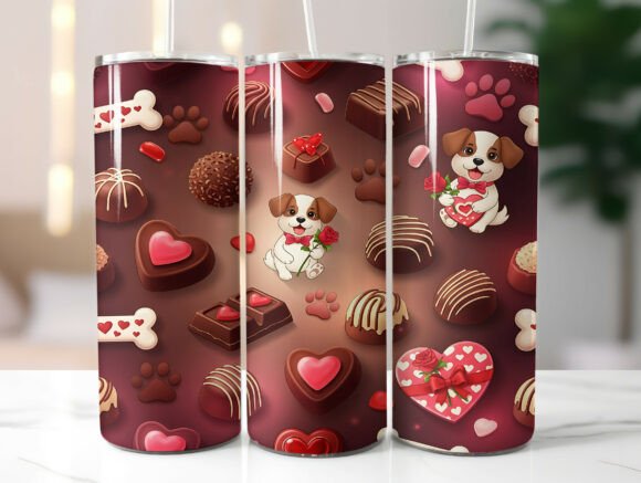 Cute Dog Chocolate Heart Tumbler Wrap