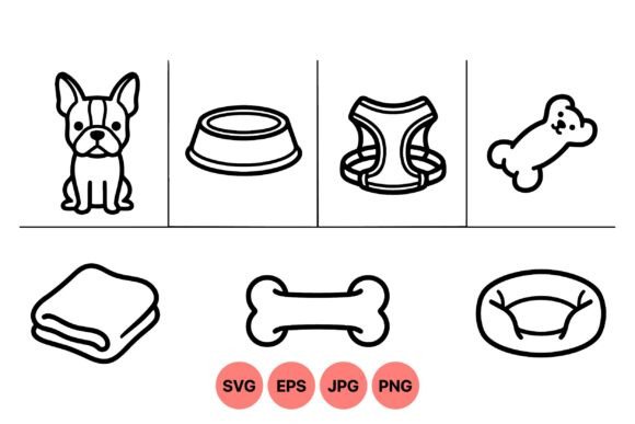 Cute Dog Outline Clipart Pack