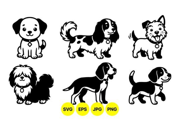 Cute Dog Silhouettes Clipart