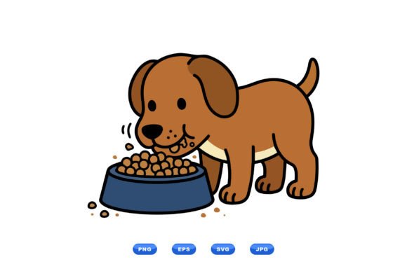 Cute Puppy Eating Dog Food