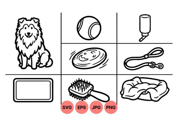Cute Sheltie Dog Care Icons