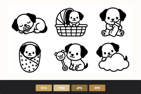 Cute Sleeping Puppy Baby Dog Set