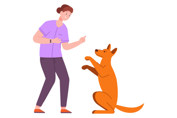 Dog Behavior Control. Playful Animal Col