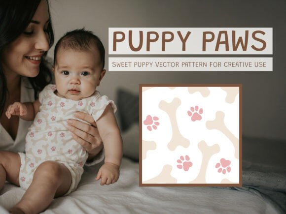 Dog Paw and Bone Kids Seamless Pattern