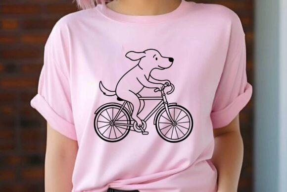 Dog Riding Bike Clipart Vector Design