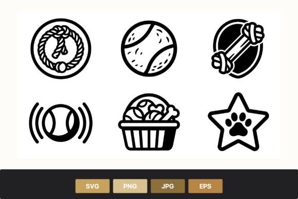 Dog Toys Line Art Icons
