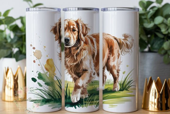 Golden Dog Green Grass 20oz Tumbler Wrap
