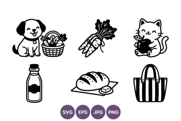 Happy Dog Cat Vegetables Bread Bottle