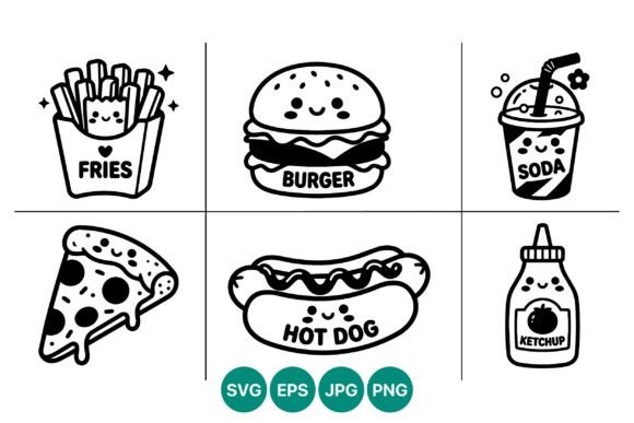 Kawaii Fries Burger Soda Pizza Hot Dog