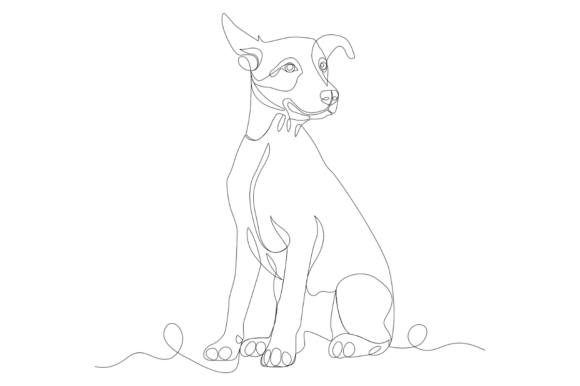 Minimalist One Line of a Sitting Dog