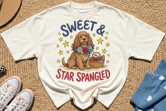 Patriotic Summer Cocker Spaniel Dog PNG