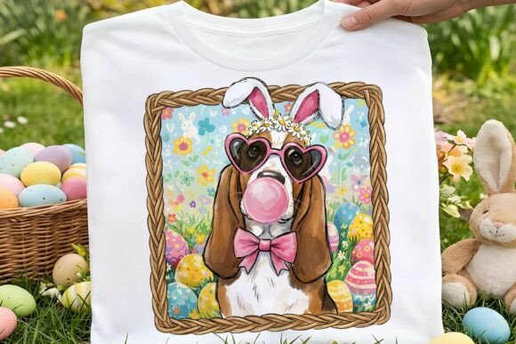 Preppy Easter Basset Hound Dog Png