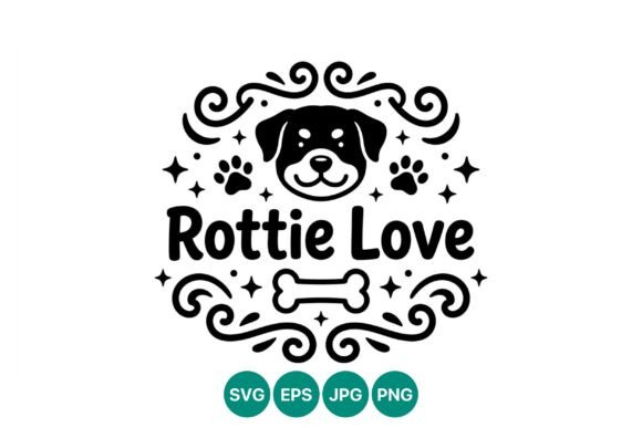 Rottie Love Dog Face Vector Art