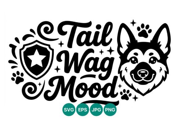 Tail Wag Mood Dog Face Vector