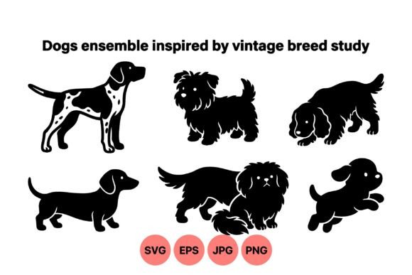 Vintage Dog Breed Silhouettes
